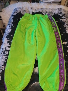Lolanta Neon Green Athletic Jogger Pants with Purple Accent Size 10 Kids